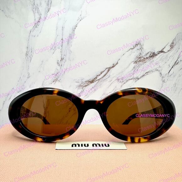 New MIU MIU Sunglasses Brown Tortoise Oval Womens Reverie main image 5